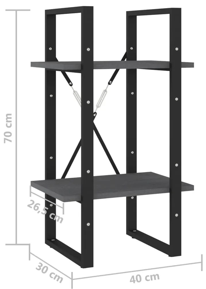 ΒΙΒΛΙΟΘΗΚΗ ΜΕ 2 ΡΑΦΙΑ ΓΚΡΙ 40X30X70 ΕΚ. ΑΠΟ ΜΑΣΙΦ ΞΥΛΟ ΠΕΥΚΟΥ 806414