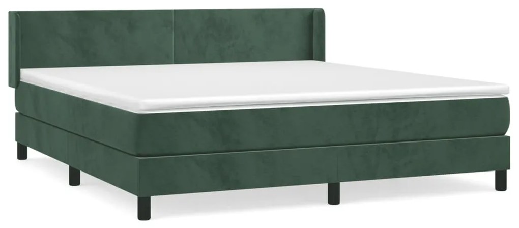 vidaXL Κρεβάτι Boxspring με Στρώμα Σκούρο Πράσινο 180x200εκ. Βελούδινο