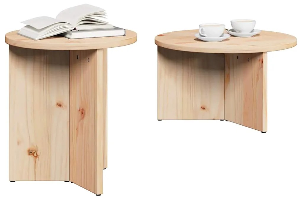 vidaXL Τραπεζάκι σαλονιού 2 pcs Φυσικό 49 x 49 x 28 εκ