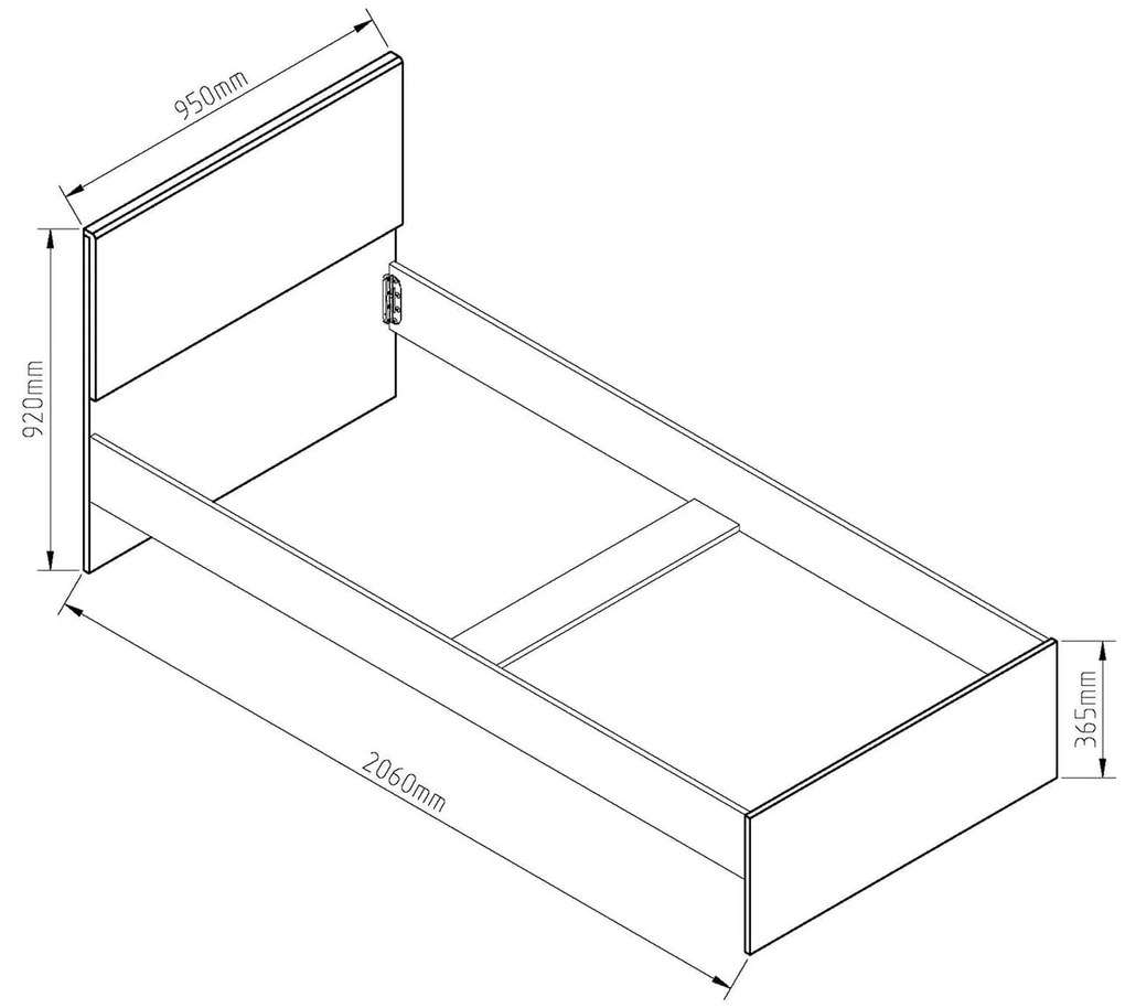 Παιδικό Κρεβάτι REVEN γιά Στρώμα 200x90 cm Λευκό με Καφέ Προσκέφαλο