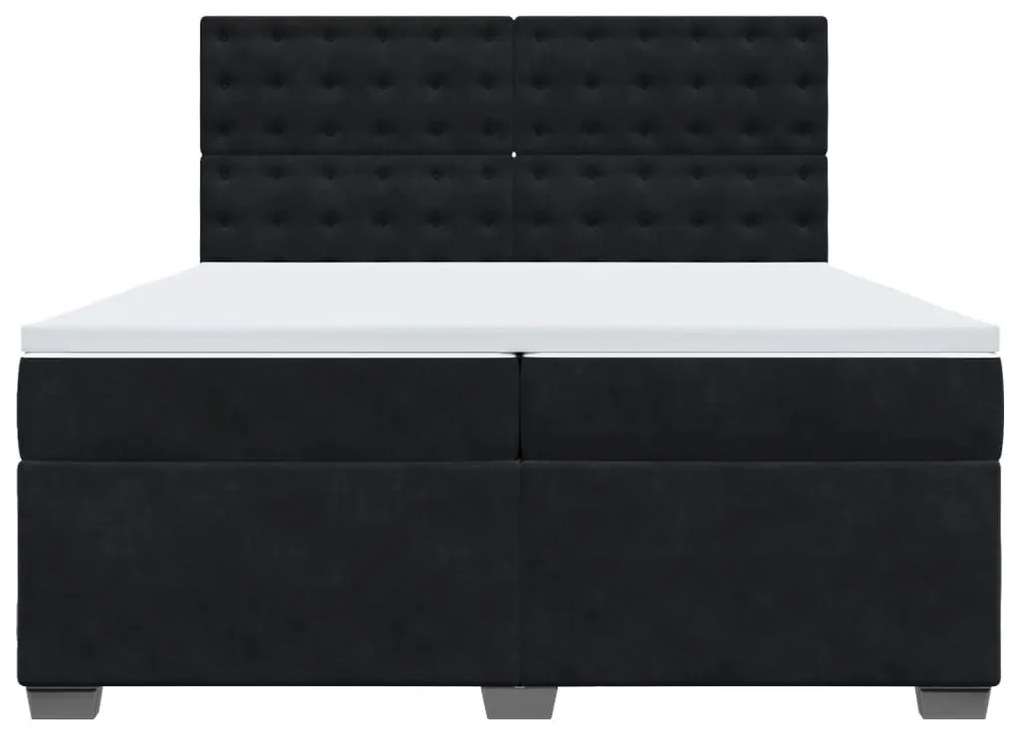 vidaXL Κρεβάτι Boxspring με Στρώμα Μαύρο 200x200 εκ. Βελούδινο