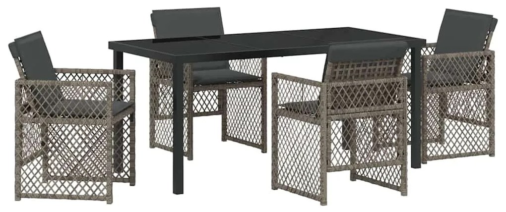 vidaXL Σέτ φαγητού για κήπο 5 pcs Γκρι συνθετικό ρατάν