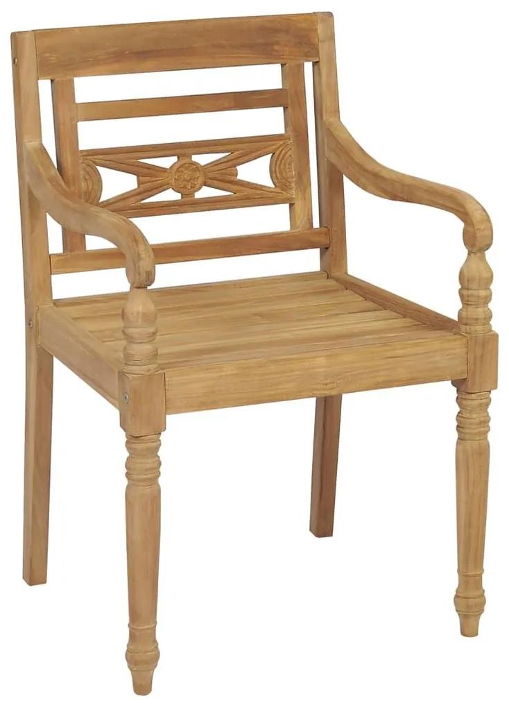 Καρέκλες Batavia 6 τεμ. από Μασίφ Ξύλο Teak με Μαξιλάρια - Κόκκινο