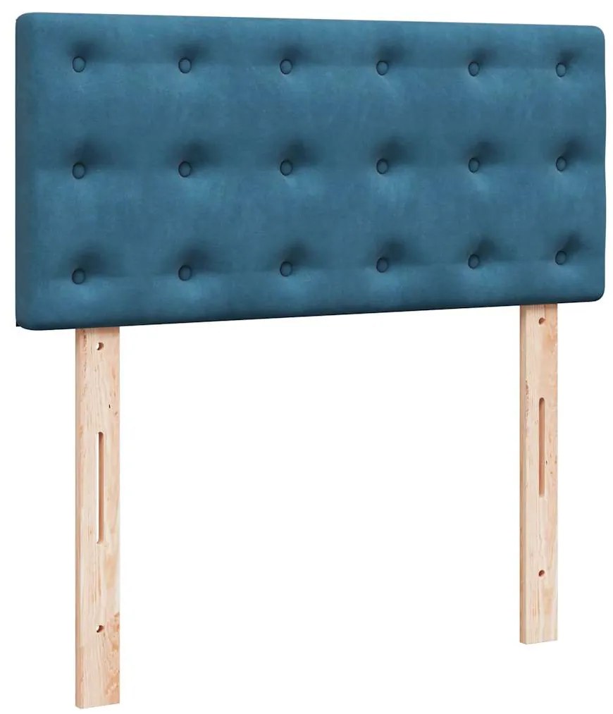 vidaXL Κρεβάτι Boxspring με Στρώμα Μπλε 100x200 εκ. Βελούδινο