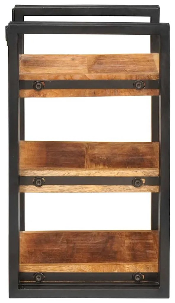vidaXL Κομοδίνο Καφέ και μαύρο 38 x 33 x 58 εκ. Στερεό ξύλο μάνγκο