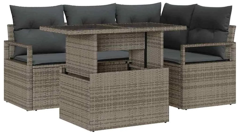 vidaXL Σετ Καναπέ Κήπου με μαξιλάρι 5 pcs Γκρι 100 x 55 x 73 εκ