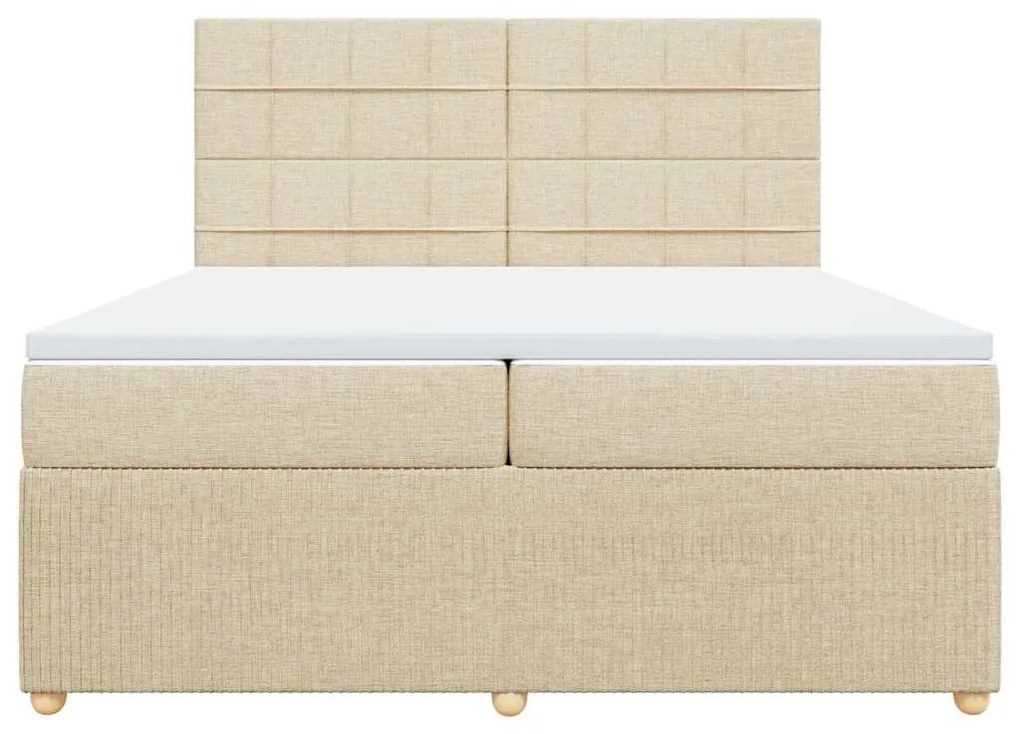 vidaXL Κρεβάτι Boxspring με Στρώμα Κρεμ 200x200 εκ. Υφασμάτινο