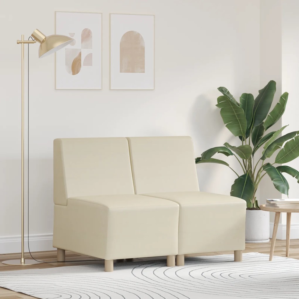 vidaXL Μοναδικός Καναπές χωρίς Χερούλια 2 pcs Κρεμ 55 x 74 x 82 εκ.