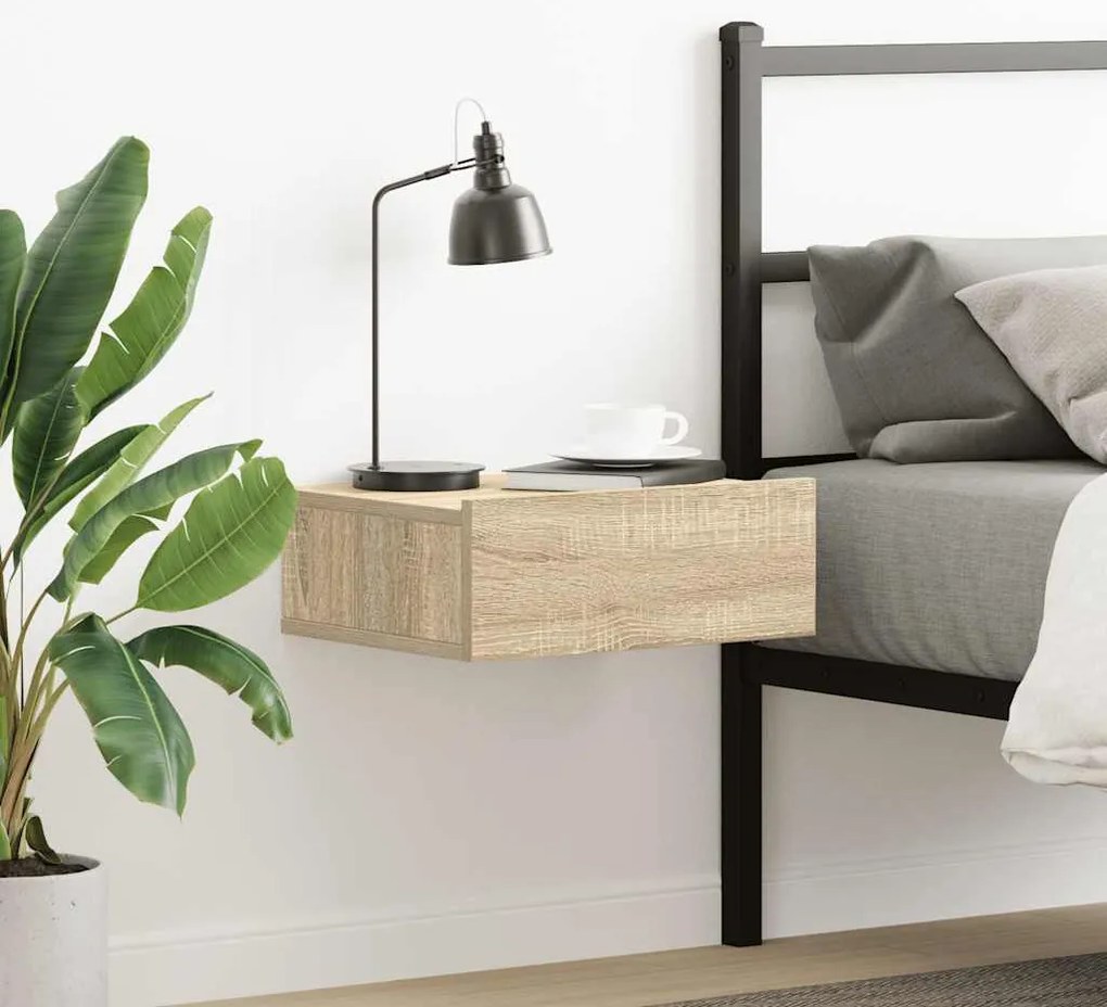 vidaXL Κομοδίνο Κρεμαστό Sonoma Δρυς 40x30x15 εκ. από Επεξ. Ξύλο