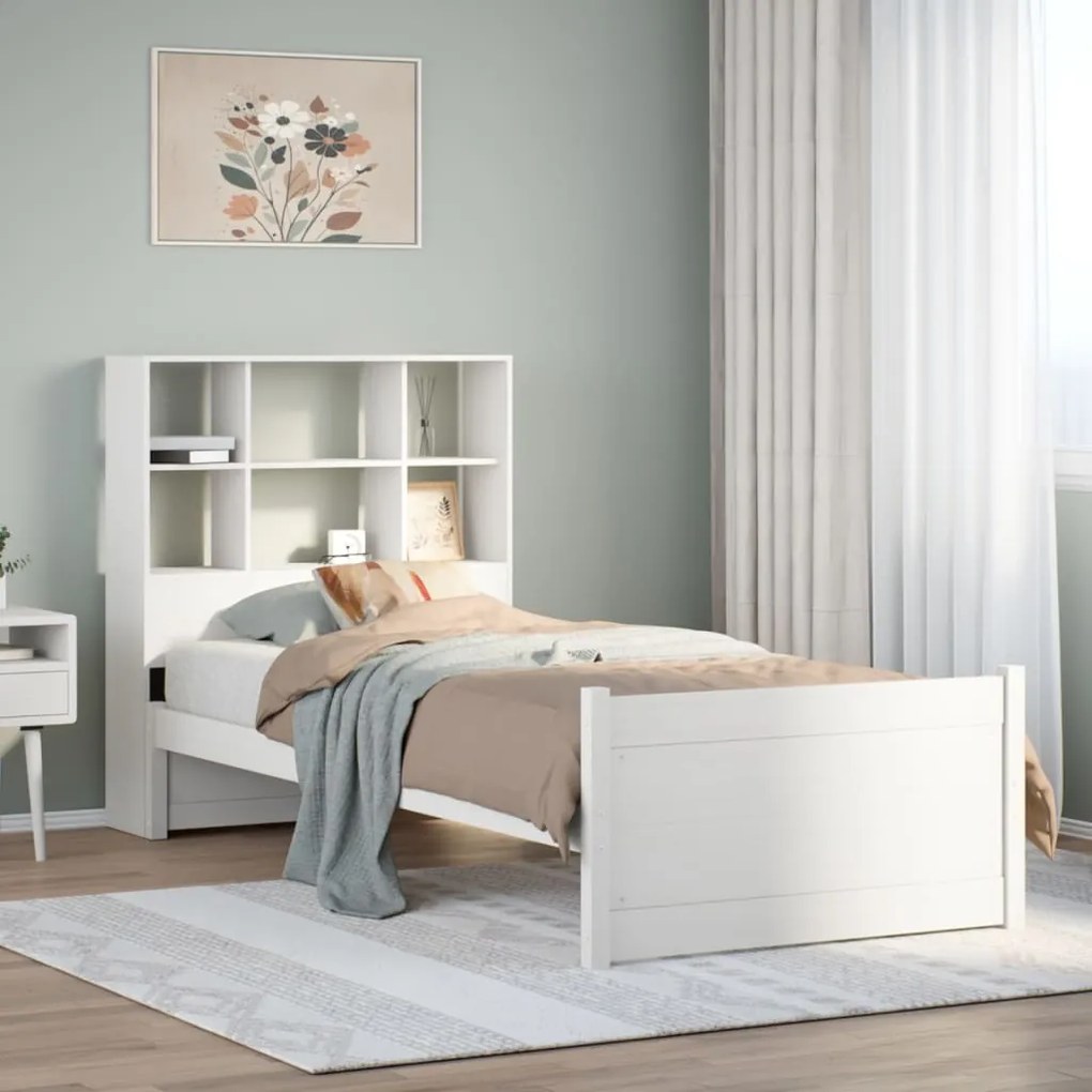 vidaXL Κρεβάτι Βιβλιοθήκη Χωρίς Στρώμα 90x200 εκ Μασίφ Ξύλο Πεύκου
