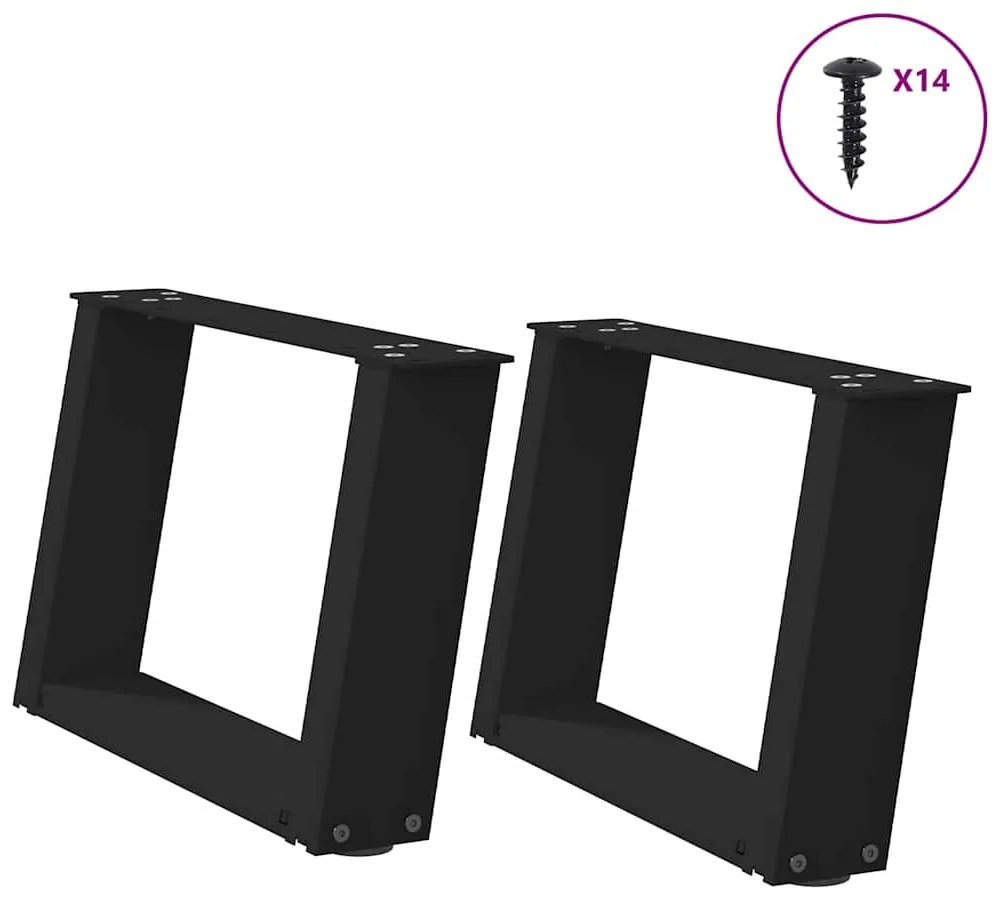 Πόδια Τραπεζιού Σαλονιού σε Σχήμα U 2 τεμ. Μαύρο 50x(30-31) εκ. Ατσάλι