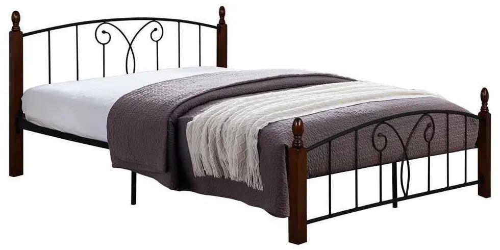 Κρεβάτι Suzie HM585 Για Στρώμα 150Χ200cm Wallnut Διπλό Μέταλλο,Ξύλο