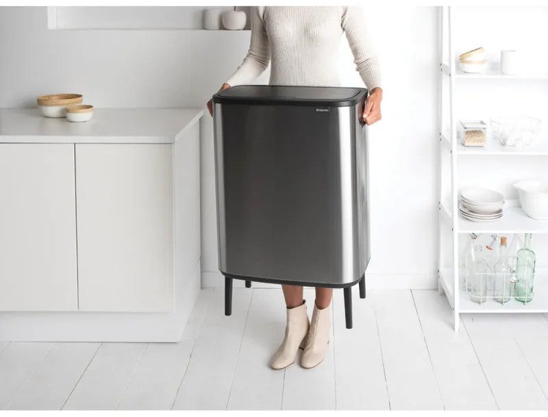 Κάδος Brabantia Bo Touch Hi 1001265, 2x30 l, Στεγανή εφαρμογή στον τοίχο, Ρύθμιση ποδιού, Ανθεκτικό στα δακτυλικά αποτυπώματα, Inox/matt