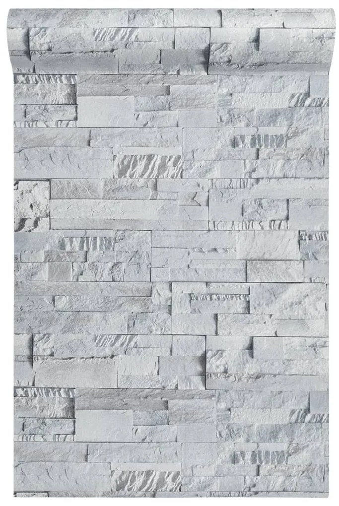 vidaXL Ταπετσαρία 3D με Σχέδιο Πέτρας Ανοιχτό Γκρι 10x0,53μ Non-woven