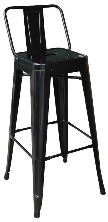 RELIX Σκαμπό Bar με Πλάτη, Μέταλλο Βαφή Μαύρο  44x44x76/97cm Ε5199,1W