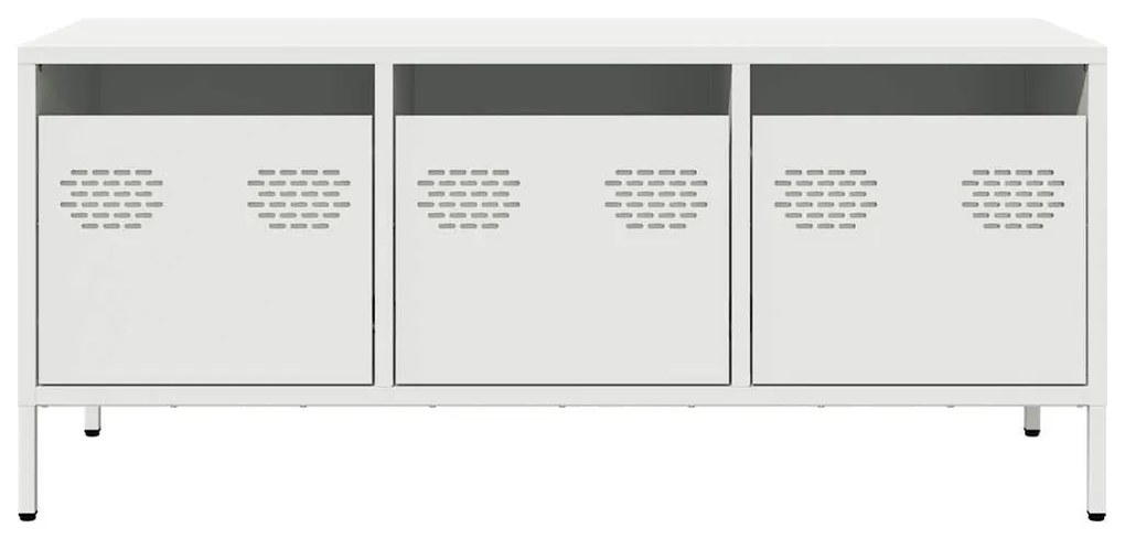 Έπιπλο Τηλεόρασης Λευκό 101,5x39x43,5 εκ. Ατσάλι Ψυχρής Έλασης - Λευκό