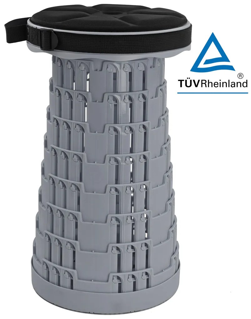 POWERTECH πτυσσόμενο καρεκλάκι HUH-0236 με μαξιλάρι, αντοχή έως 250kg, 25.5x45cm, γκρι