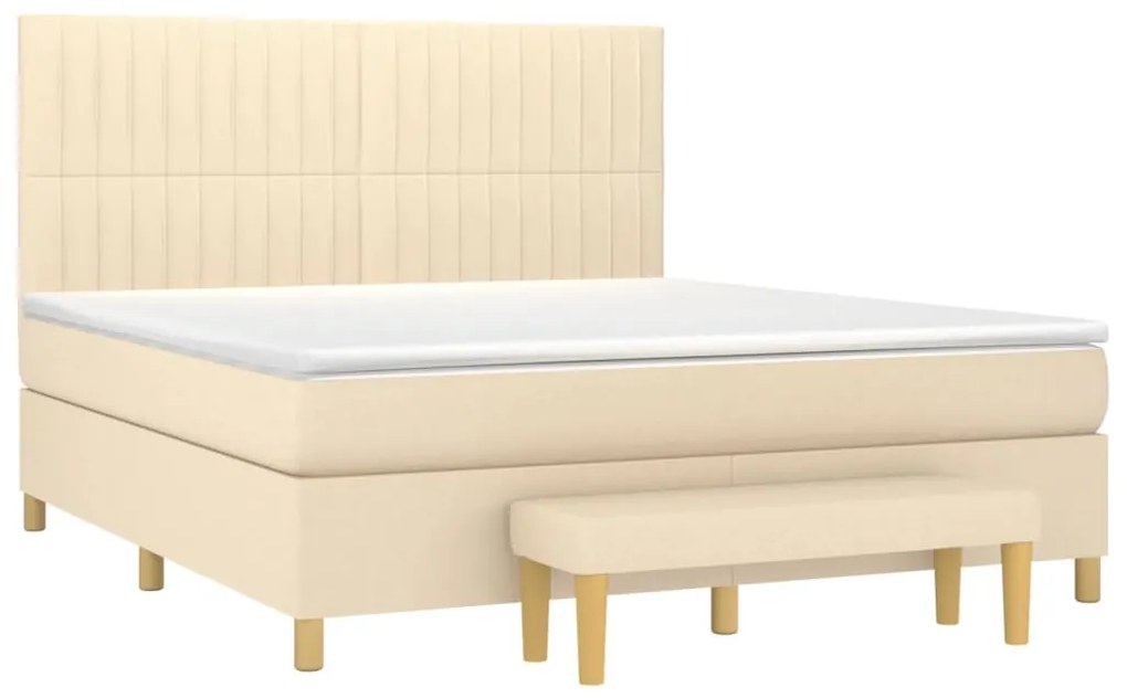 vidaXL Κρεβάτι Boxspring με Στρώμα Κρεμ 160x200 εκ. Υφασμάτινο