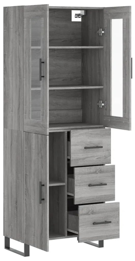 vidaXL Ντουλάπι Γκρι Sonoma 69,5 x 34 x 180 εκ. Επεξεργασμένο Ξύλο