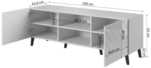 TV stand 150 ABETO mat white/ gloss white DIOMMI CAMA-ABETO-RTV-150-BI/BI