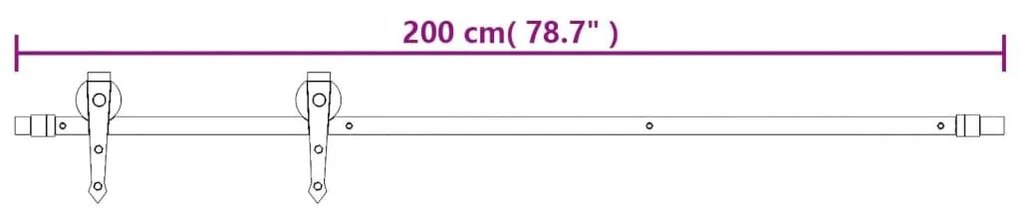 Συρόμενη Μεσόπορτα με Μηχανισμό 85 x 210 εκ. Μασίφ Ξύλο Πεύκου - Καφέ