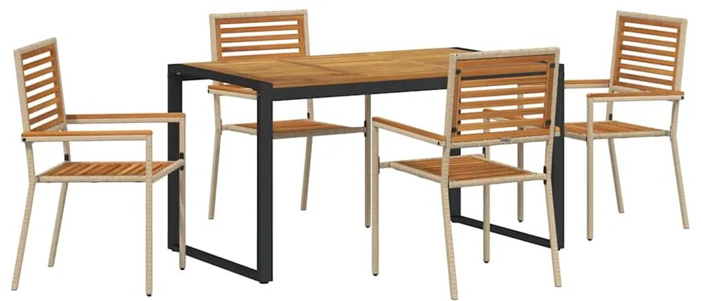 vidaXL Σέτ φαγητού για κήπο 5 pcs Μπεζ 140 x 80 x 75 cm