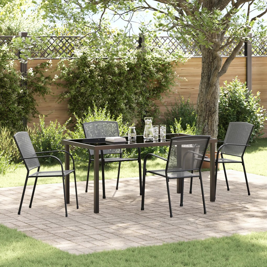 vidaXL Σετ 5 κομματιών τραπεζαρίας κήπου Ανθρακί Χάλυβας