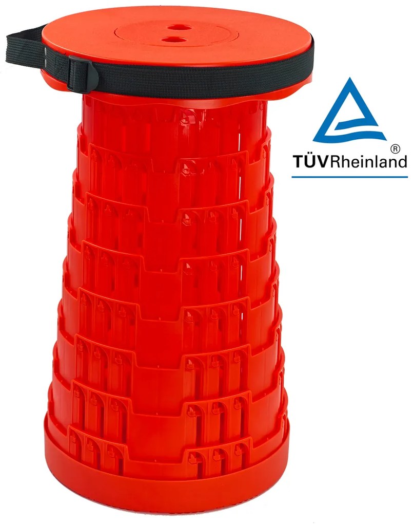 POWERTECH πτυσσόμενο καρεκλάκι HUH-0233, αντοχή έως 250kg, 25.5x45cm, κόκκινο