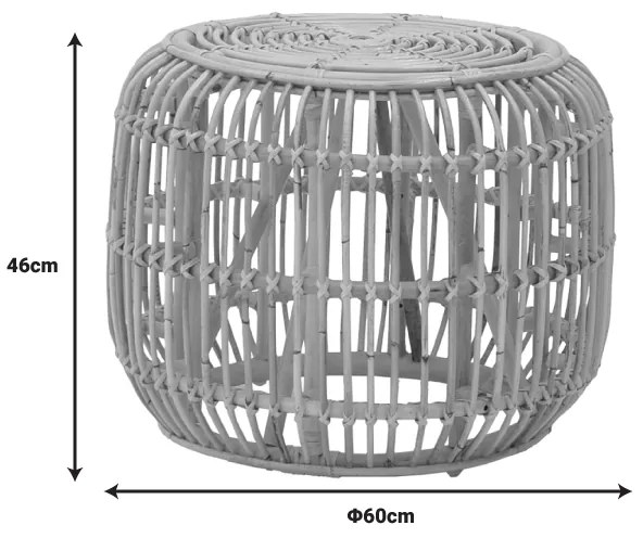 Σκαμπό Rajesty pakoworld rattan pe σε φυσική απόχρωση Φ60x46εκ - 344-000010