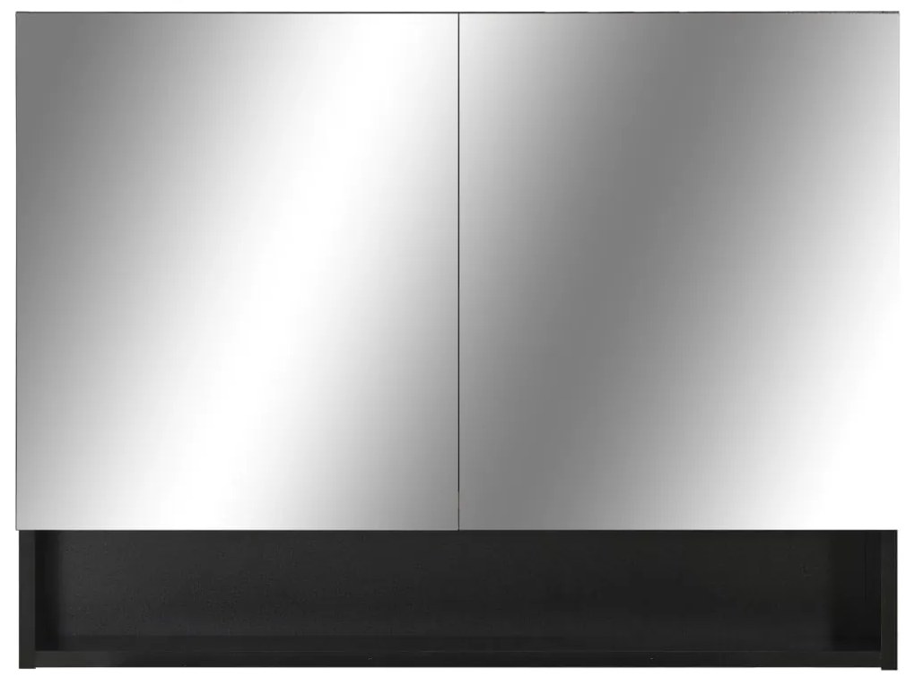 vidaXL Καθρέφτης Μπάνιου με Ντουλάπι / LED Μαύρο 80 x 15 x 60 εκ. MDF