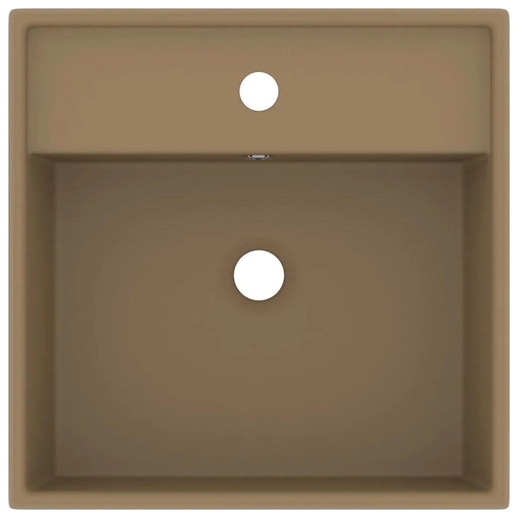 vidaXL Νιπτήρας με Υπερχείλιση Τετράγωνος Κρεμ Ματ 41x41 εκ. Κεραμικός