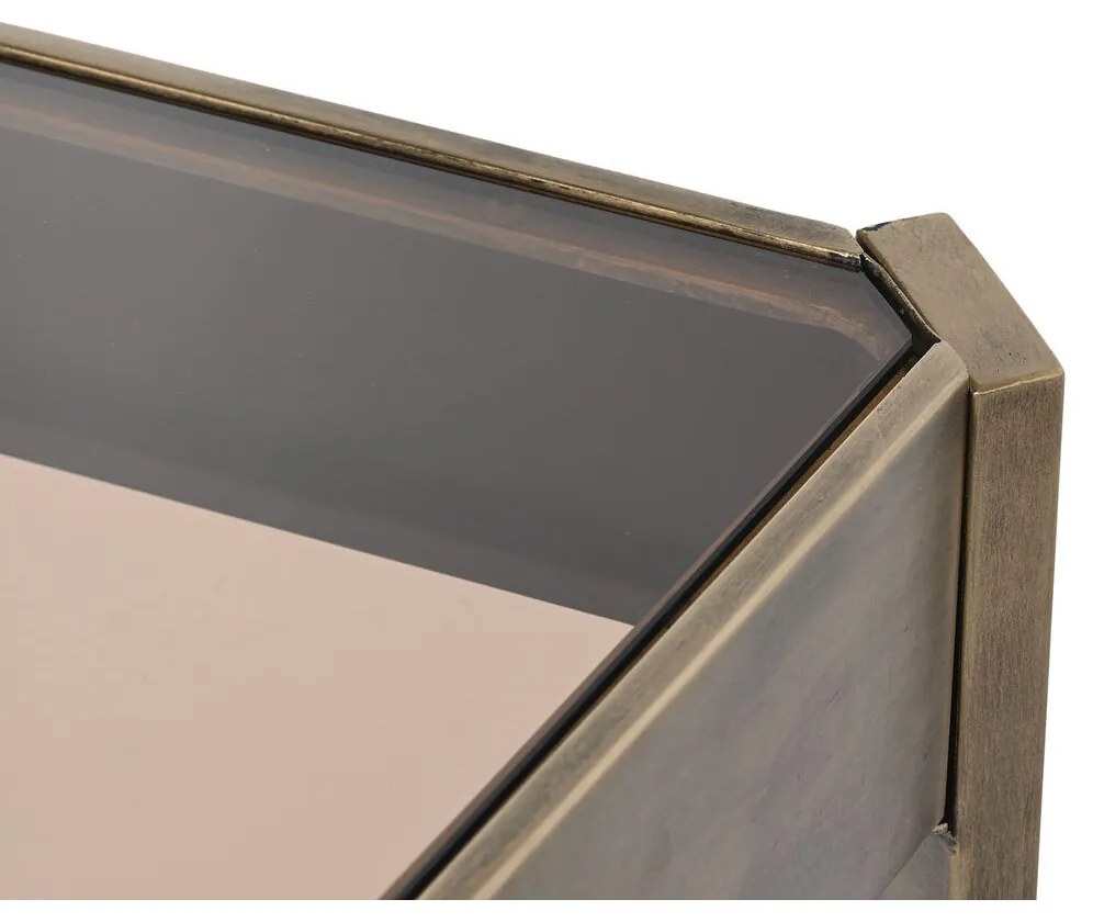 Τραπεζάκι Καφέ DKD Home Decor 102 x 62 x 53 cm Κρυστάλλινο Μέταλλο Αλουμίνιο