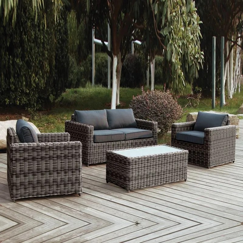 ARIZONA Set Σαλόνι Κήπου ALU: 2Θέσιος  2 Πολυθρόνες  Τραπέζι Wicker Grey Brown- Μαξ.Ανθρακί  Τραπεζάκι Καναπ.2θέσ 2 Πολυθρ Ε6734