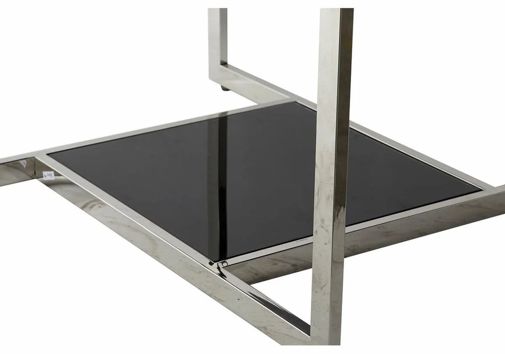 Τραπεζάκι Καφέ DKD Home Decor Μαύρο Ασημί Κρυστάλλινο Χάλυβας Πλαστική ύλη 100 x 100 x 45 cm