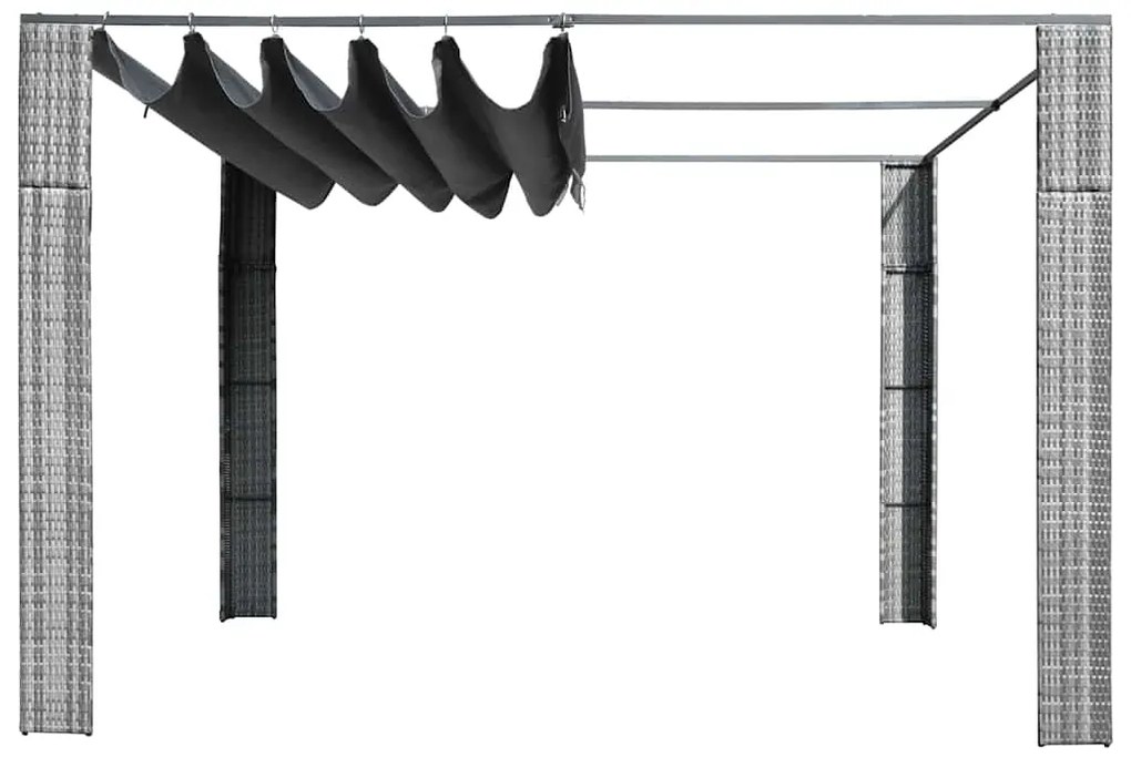 vidaXL Κιόσκι με Οροφή Γκρι/Ανθρακί 300x300x220 εκ. Συνθετικό Ρατάν