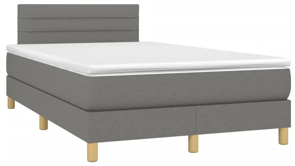 vidaXL Κρεβάτι Boxspring με Στρώμα Σκούρο Γκρι 120x190 εκ Υφασμάτινο