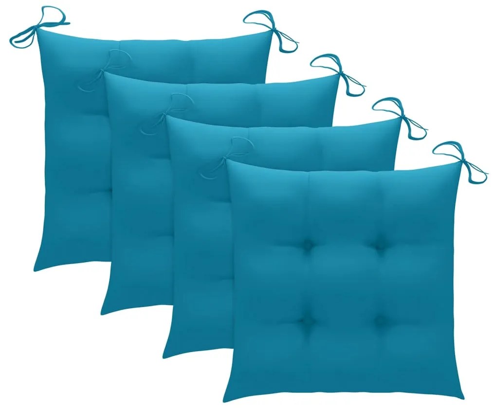 vidaXL Καρέκλες Κήπου Πτυσσόμενες 4 τεμ. Μασίφ Ξύλο Teak με Μαξιλάρια