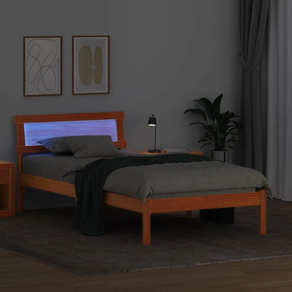 vidaXL Σκελετός Κρεβατιού Καφέ κεριού 90 x 190 cm Μασίφ ξύλο πεύκου