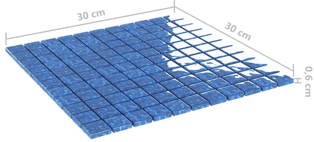 vidaXL Μωσαϊκά Πλακάκια 11 τεμ. Μπλε 30 x 30 εκ. Γυάλινα
