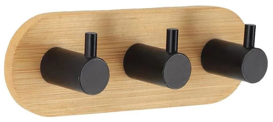 Κρεμάστρα Μπάνιου 06.9062237 10,8x15,8x3,5cm Natural-Black Μέταλλο,Bamboo