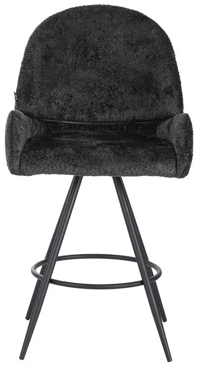 Σκαμπό μπαρ περιστρεφόμενο Morea μπουκλέ ύφασμα μαύρο με μαύρα μεταλλικά πόδια 55x66x107.5εκ. 2αδα 55x66x107.5 εκ.