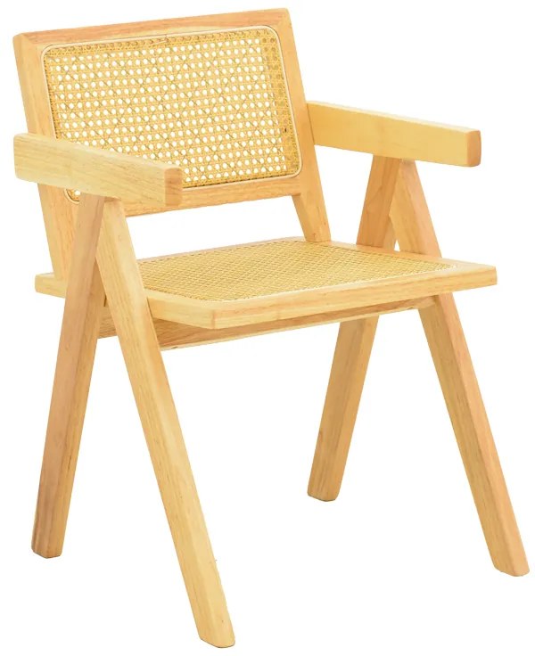 Πολυθρόνα Winslow pakoworld rubberwood-rattan σε φυσική απόχρωση 51x54x80εκ