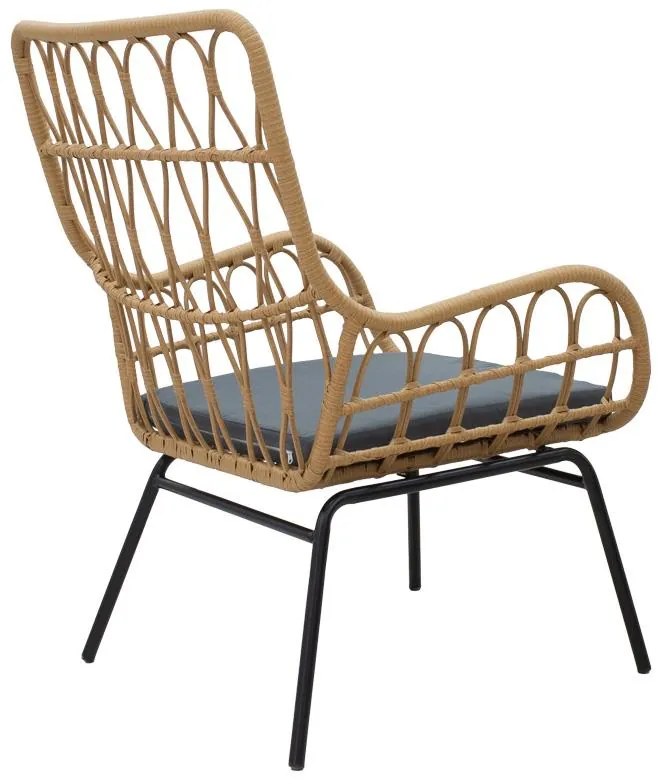 Σετ κήπου Naoki - Mabil 3 τεμ. pe rattan φυσικό - μαύρο μέταλλο 50x50x55 εκ.