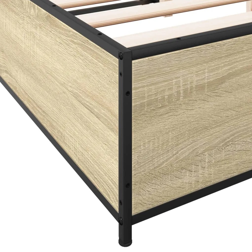 vidaXL Πλαίσιο Κρεβατιού Sonoma Δρυς 140x200 εκ. Επεξ. Ξύλο &amp; Μέταλλο