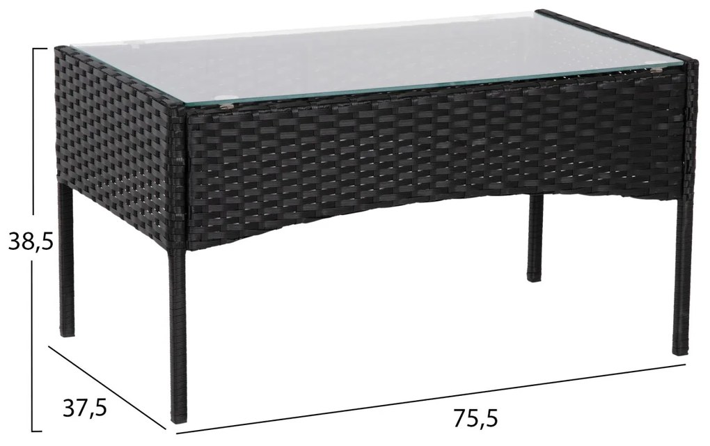 Σετ Κήπου Σαλόνι STASIA 4 τεμ Συνθετικό Rattan Μαύρο με Καπουτσίνο Μαξιλάρια