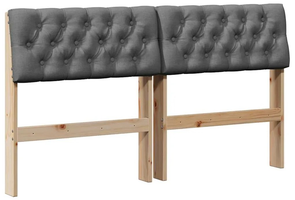 vidaXL Ταπετσαρισμένο κεφαλάρι Σκούρο Γκρι 160 cm Στερεά ξυλεία πεύκου