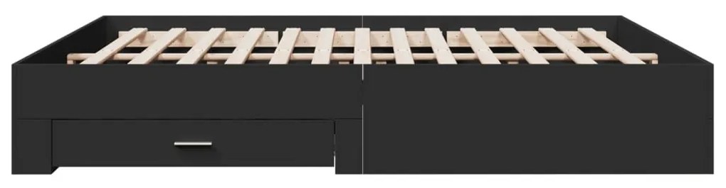 Πλαίσιο Κρεβατιού με Συρτάρια Μαύρο 180x200 εκ Επεξεργ. Ξύλο - Μαύρο