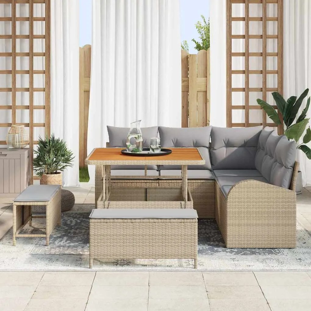vidaXL Σετ Καναπέ Κήπου 8 pcs Μπεζ, Ανοιχτό Γκρι 100 x 100 x 71 cm