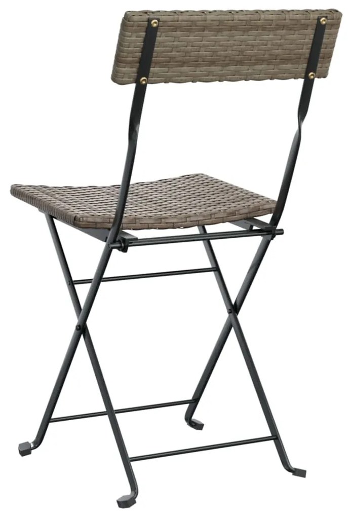 vidaXL Καρέκλες Bistro Πτυσσόμενες 8 τεμ Γκρι Συνθετικό Ρατάν &amp; Ατσάλι