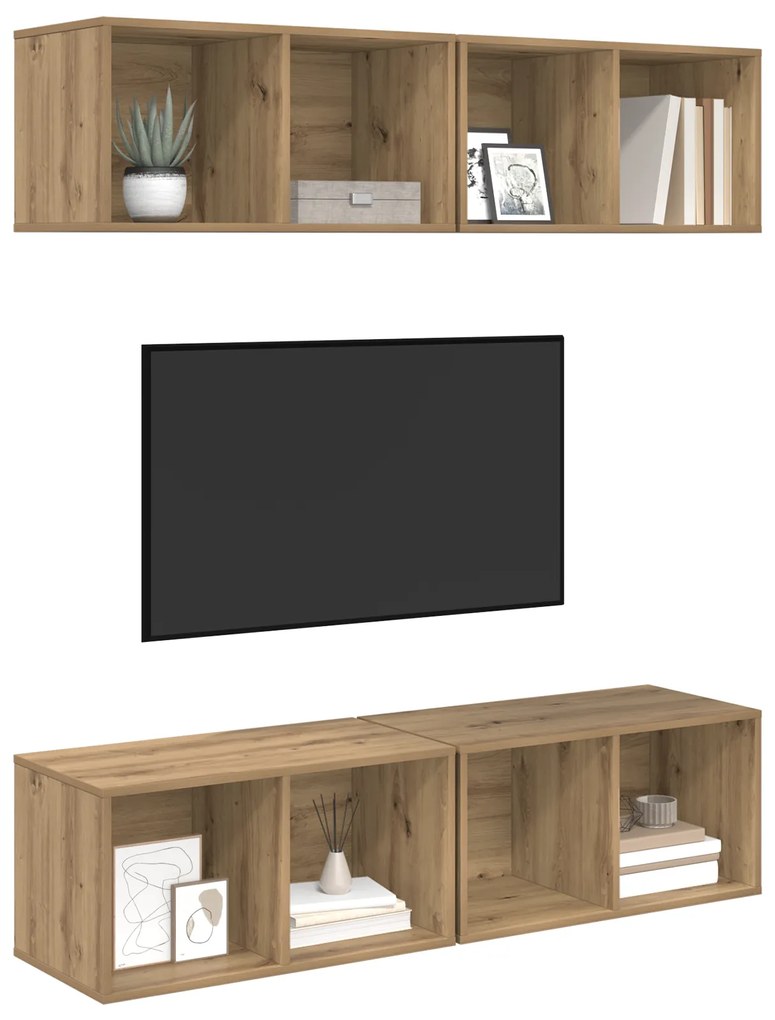 vidaXL Τηλεοπτική Κάβα Τοίχου 4 pcs artisan δρυς 37 x 37 x 72 εκ